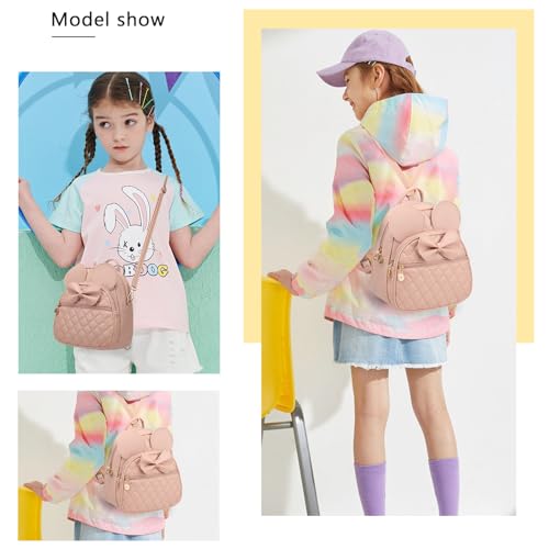 KL928 Girls Mini Backpack Bowknot Polka Dot Cute Small Daypacks Convertible Shoulder Bag Purse for Women - color: Dx-apricot