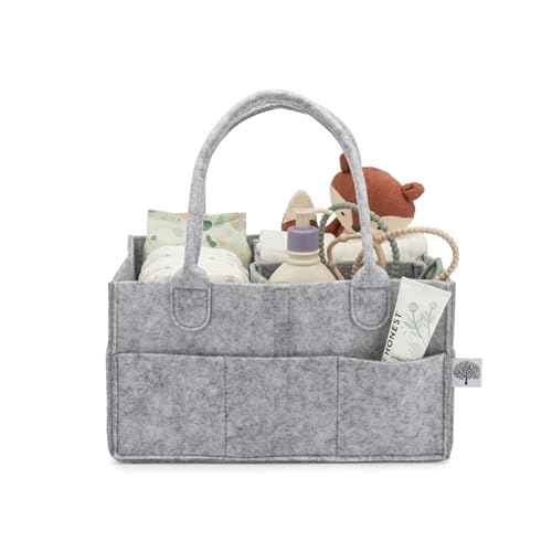Parker Baby Diaper Caddy - Nursery Storage Bin and Car Organizer for Diapers and Baby Wipes - Gray, Regular - color: Gray (Heathered Gray), size: Regular
