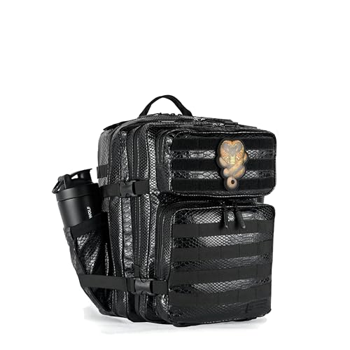 WOLFpak 25L Athletic Gym Backpack (King Cobra) Durable 1000D Waterproof Oxford Material w/MOLLE Webbing, Laptop Pocket & Dual Cup Holders, Durable Fitness/Travel/Military Daypack - color: King Cobra