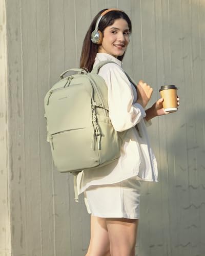 LOVEVOOK Laptop Backpack Women with Tumbler Holder, Work Travel Backpack - color: Green, size: 18 Inch
