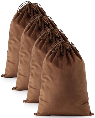 4 Pcs Shoe Bags for Travel, Dust Velvet Bag, Mocha Mousse, 17.3x12.6 Inch | Washable & Reusable Travel Shoe Bags, Dustproof Shoe Bags with Drawstring Closure, Suitable for Travel, Home Storage - color: Mocha Mousse, size: 17.3"x12.6"