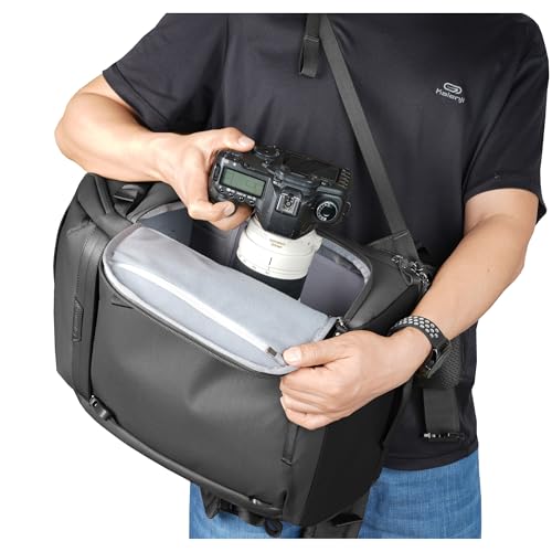 VANGUARD VEO Metro B25L Camera & Everyday Backpack (Black) – Fits 70–200mm Attached, 16" Laptop Storage, Convertible Daypack Design, Carry-On Ready - color: Black, size: 25L