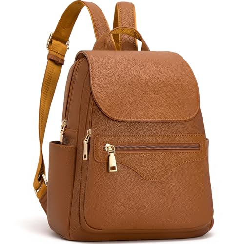 SYTRAH Mini Backpack Purse for Women, Causal Small Backpack with Built-in RFID Wallet & 11" Tablet Sleeve, Stylish Travel Daypack for Daily Brown - color: Brown