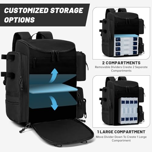40L Fishing Backpack Water Resistant Fishing Tackle Bag with 2 Rod Holders, Tackle Storage Bag for Anglers(Black,Bag Only) - color: Black