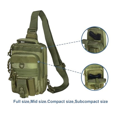 DegeTMVe Dual Pistol Holster Chest Bag Concealed Carry Sling Crossbody Tactical Gun Convertible Backpack Shooting Hunting - color: Green