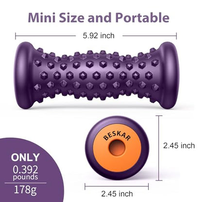 BESKAR Foot Massage Roller for Relief Plantar Fasciitis, Foot Reflexology Tool Pressure Point Massage Roller, Deep Tissue Massage for Relieving Feet Arch Heel Pain, Myofascial Pain Syndrome - color: Grape