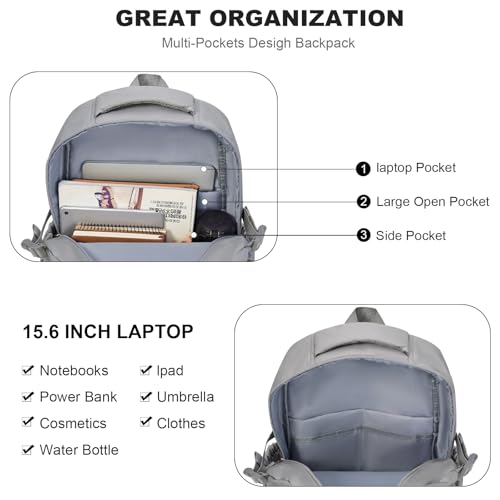 GAEKEAO Travel Backpack for Women Men,15.6 Inch Laptop Backpack Lightweight Casual Daypack Cute Bookbags for Work College Grey - color: A03 Grey