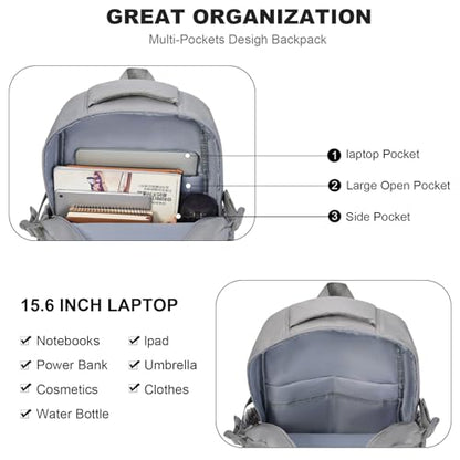 GAEKEAO Travel Backpack for Women Men,15.6 Inch Laptop Backpack Lightweight Casual Daypack Cute Bookbags for Work College Grey - color: A03 Grey