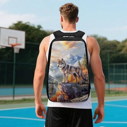Basketball Backpack With Separate Ball Compartment And Shoes Fit Basketball Volleyball Football - color: Forest Wolf