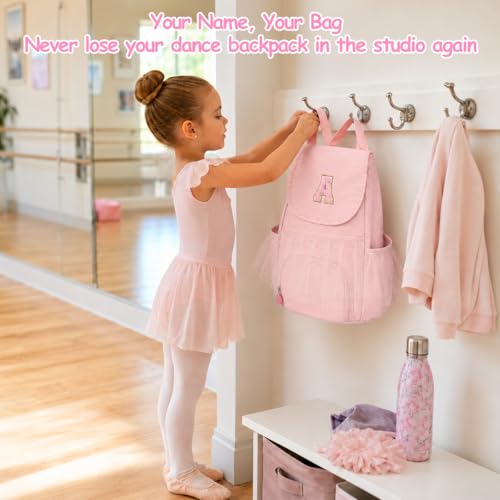 Kids Dance Bag Drawstring Backpack-Gym Sports Gym Bag with Shoes Compartment for Girls Swim Beach String Cinch Backpack with Two Water Bottle Pocket Pink C