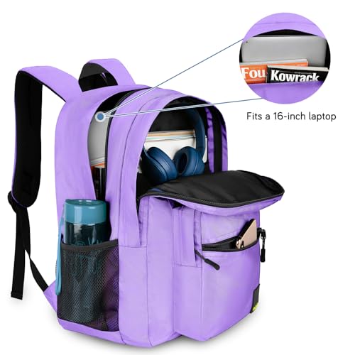 Goloni Lightweight Laptop Backpack 1.1Lbs, 26L Wear-Resistant Water Resistant Backpack with Laptop Compartment for Men Women - color: Purple