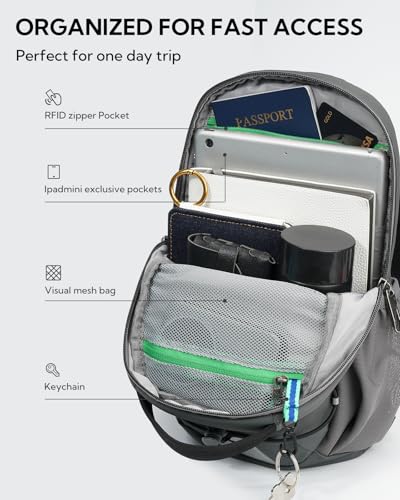 WATERFLY Small Crossbody Sling Bag: RFID Blocking Anti Theft Sling Backpack Chest Bag Travel Hiking Daypack Man Woman - color: B-dark Grey