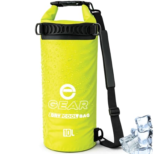 Enthusiast Gear Insulated Dry Bag Floating Cooler – 10L / 15L / 25L Roll Top, Leak Proof, Waterproof, Collapsible, with Padded Shoulder Strap - Perfect for Kayaking Fishing Beach - color: Bright Green, size: 10 Liter