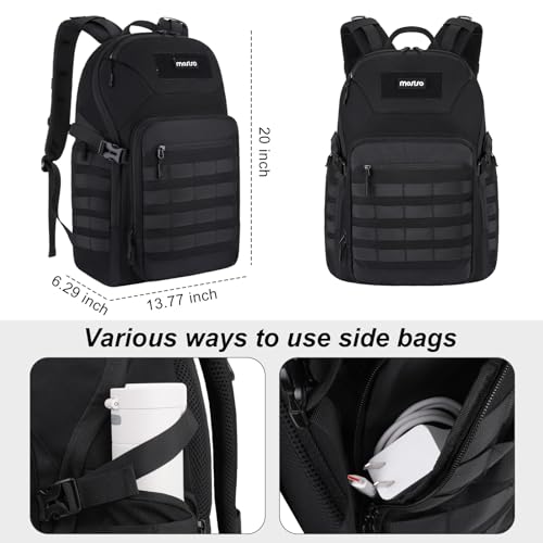 MOSISO 30L Military Tactical Backpack for Men, Daypack 3 Day Bug Out Bag Hiking Rucksack with Bottle Holder for Sport Outdoor Hiking Camping Training, Black