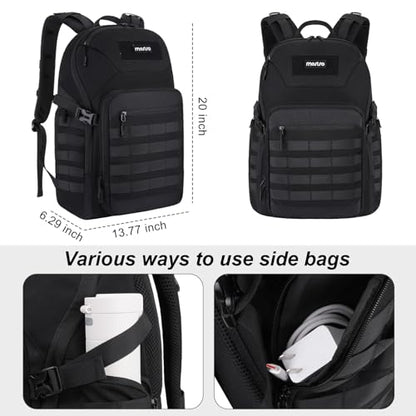 MOSISO 30L Military Tactical Backpack for Men, Daypack 3 Day Bug Out Bag Hiking Rucksack with Bottle Holder for Sport Outdoor Hiking Camping Training, Black