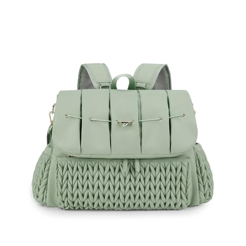 SONARIN Convertible Diaper Bag Backpack Waterproof Nappy Changing Bag Travel Mummy Bag with Changing Pad & Shoulder Strap(Green) - color: Green