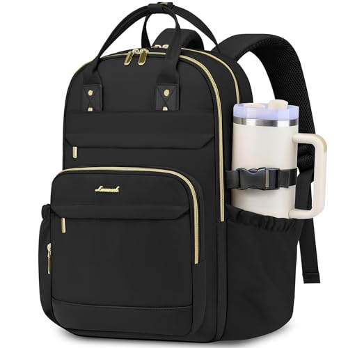 Women Laptop Backpack College Bookbag: 15.6 inch Backpacks with Pouch Pocket for Large Capacity Cup Travel Waterproof Book Bag Anti-theft Casual Work Bookbags for Teacher Nurse Black - color: Black, size: 15.6 Inch