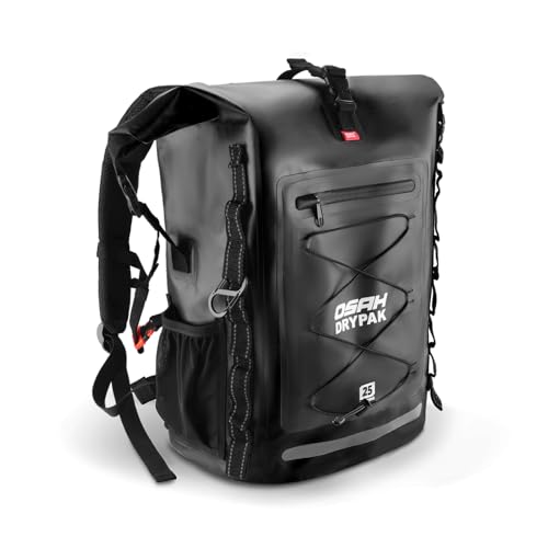 OSAH DRYPAK Waterproof Backpack Dry Bag 25L/35L/55L/85L – Heavy Duty Roll-Top Hiking Backpack Sack Keeps Gear Dry for Travel, Kayaking, Boating, Camping, Rafting and Fishing - color: Black, size: 25L