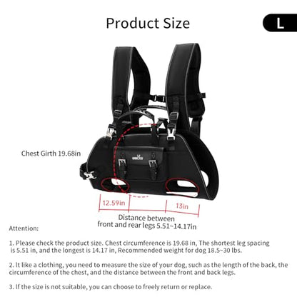 Wakytu Dog Backpack Carrier for Dogs,Dog Lift Harness,Adjustable Padded Breathable Straps for Dogs, Disabled, Joint Injuries, Arthritis,L - size: L（18.5-30lbs）