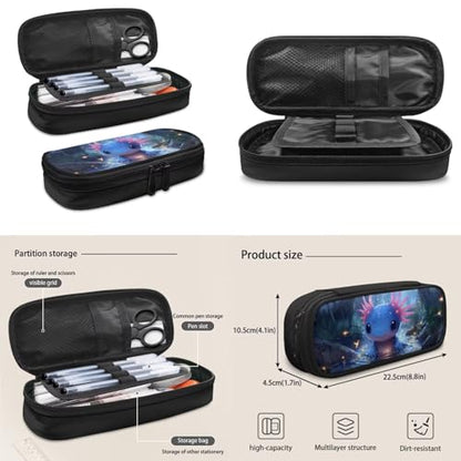 Cute Axolotl Backpack for Girls Boys Backpack with Lunch Box Water Bottle Bag and Big Pencil Case 4Pcs Set 17" Bookbag with Large Front Pocket for School Sturdy School Bag for Kids Elementary - color: Axolotl