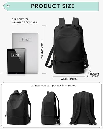Gym Backpack for Women, Gym Bag with Shoe Compartment, Water Resistant Lightweight Sports Yoga Travel Backpack with Wet Pocket,Cheer Backpack,Black - color: C1-black