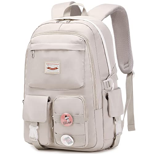 Makukke School Backpacks for Teen Girls - Laptop Backpacks 15.6 Inch College Cute Bookbag Anti Theft Women Casual Daypack,Gray - color: Grey