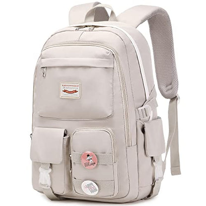 Makukke School Backpacks for Teen Girls - Laptop Backpacks 15.6 Inch College Cute Bookbag Anti Theft Women Casual Daypack,Gray - color: Grey