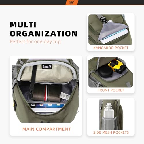 SKYSPER Sling Bag RFID Crossbody Sling Backpack Cross Body Shoulder Bag Travel Hiking Daypack for Women Men(Light Taupe) - color: Light Taupe