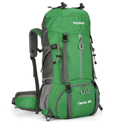 King'sGuard 60L waterproof lightweight hiking backpack with rain cover and shoe compartment outdoor sports travel backpack (Green) - color: Green