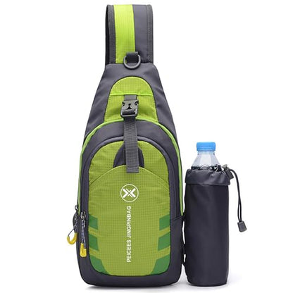 Peicees Chest Crossbody Sling Backpack Bag Travel Bike Gym Daypack for Women Men - color: Green