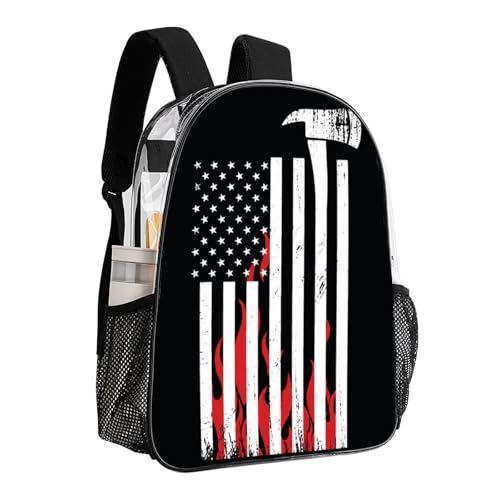 Rucksack Polyester Anti-Theft Multipurpose American Thin Red Line Flag Firefighter Black Pattern Carry On Bag Large Capacity Travel and Sport Backpack Rucksack With Smooth Zippers - color: Pattern 205