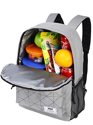 MIER Insulated Backpack Cooler Small Leakproof Lightweight Cute for Women Men to Work, Picnics, Camping, Park Day Trips, 15 L - color: Gray