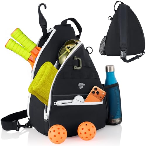 Nomad USA Pickleball Bag for Men & Women,10L Sports Bag Pickleball Backpack w/Fence Hook, Safety Pockets, 3 Compartments, Adjustable Sling Bag for Shoe,Gear,Equipment,Paddles,Balls,Accessories
