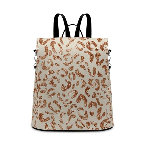 Waterproof Backpack Leopard Print Beige Casual Bags for Women Anti-theft Daypacks Fashion Versatile Bag - color: Leopard Print Beige, size: No Custom