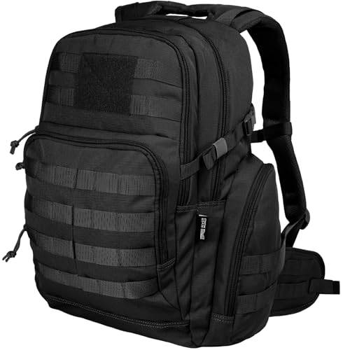 RIVER ROAD Huntex 40L Tactical Backpack for Men and Women in Black - Military Style for Hunting, Hiking & Travel Combat Backpack - Outdoor Tactical Backpacks & Sport Mochila Tactica - color: Black