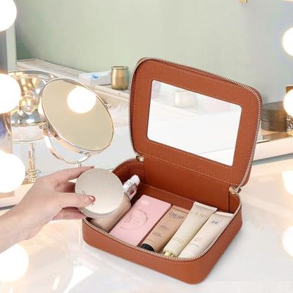Clear Makeup Bag Set Travel Cosmetic Bag and Toiletry Bag Women's Purse Pouch Cosmetic Stroage Organizer Case with Zipper Car Essentials (Brown, M+Mini) - color: Brown, size: M+Mini