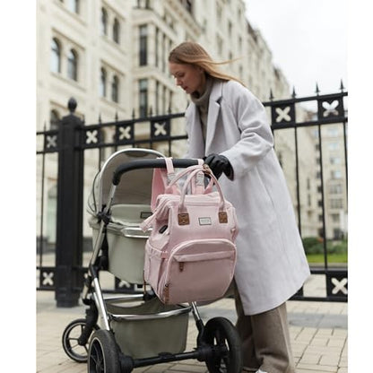 Diaper Bag Backpack, Multifunction Diaper Bag with Changing Pad, Baby Diaper Bags for Boys Girls, Stylish Large Capacity Travel Backpack for Moms Dads, Baby Shower Gifts,Unisex – Pink - color: Light Pink