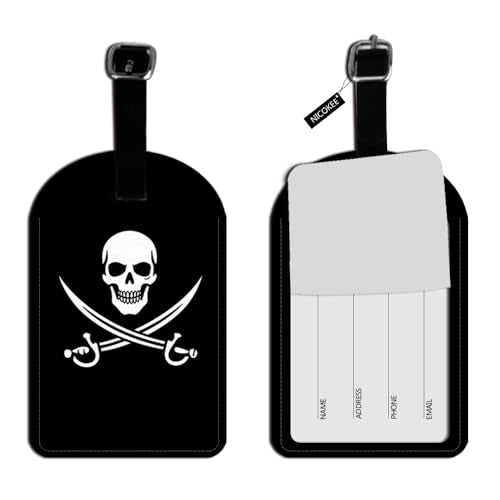 Pirate Skull Crossed Swords Leather Luggage ID Tag Travel Bag Label Suitcase Luggage ID Tag - 1 pack - color: Xlp-au-0040