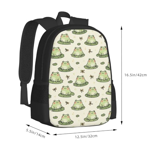 Casual Travel Rucksack Cute Frog Animal, Self-Standing, Mesh Side Pockets, for Cycling & Weekends - color: Design (408)