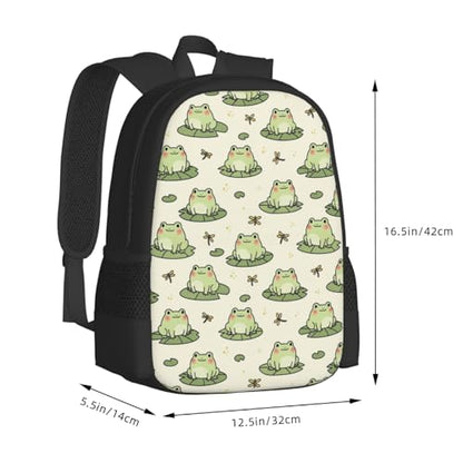 Casual Travel Rucksack Cute Frog Animal, Self-Standing, Mesh Side Pockets, for Cycling & Weekends - color: Design (408)