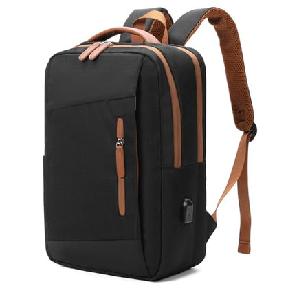 GAEKEAO Laptop Backpack 15.6 Inch Travel Backpack with USB Charging Port Lightweight Daypack Computer Bookbag for Travel Business Work College,Beige - color: A01 Black