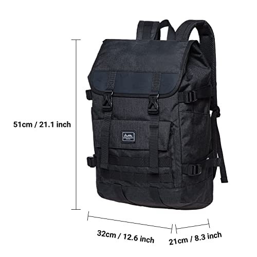 KAUKKO Laptop Backpack for Unisex, Casual Daypack Fits 15.6" Laptop (18-LINEN BLACK) - color: 18-linen Black