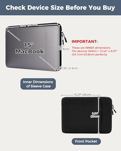 ProCase Laptop Sleeve 15" for MacBook Air/Pro 15 Inch M5/M4/M3/M2, Computer Case Also Compatible with 15" HP Dell ASUS Lenovo Acer Chromebook -Black - color: Black, size: 15-inch