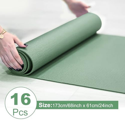 3 mm Thick Yoga Mat Bulk, Non Slip Exercise Workout Fitness Pad for Women Men, Gym Home Yoga Pilates, Easy to Clean, Sturdy PVC - color: Matcha Green