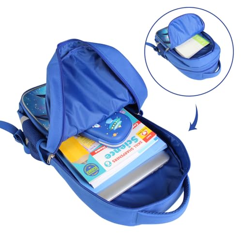 ZRENTAO Kids Backpack, 3D Reflective Cartoon, 600D Polyester & Dual Zippers, 17" Bookbag with Ergonomic Design for boys & girls age 6-18, Schark Space Style for school Children Kids - color: 03#shark
