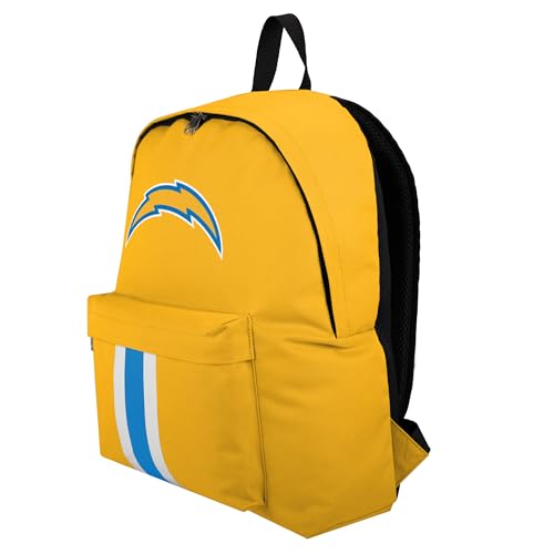 FOCO NFL Officially Licensed Team Color Primary Logo Solid Stripe Football School Bag Travel Backpack - Los Angeles Chargers - Yellow - color: Los Angeles Chargers