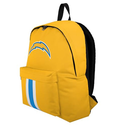 FOCO NFL Officially Licensed Team Color Primary Logo Solid Stripe Football School Bag Travel Backpack - Los Angeles Chargers - Yellow - color: Los Angeles Chargers