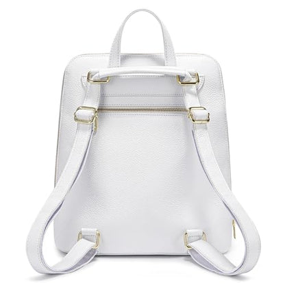 zency 100% Genuine Leather Knapsack Ladies Alligator Pattern Women Backpack For Work Laptop (White) - color: White