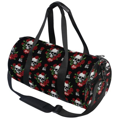 MNSRUU Duffel Bags Skull Rose Birds Sports Gym Bag Travel Luggage Overnight Bags for Men Women Duffel Bags for Traveling - color: Goth 10