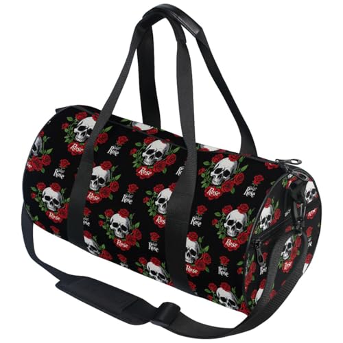 MNSRUU Duffel Bags Skull Rose Birds Sports Gym Bag Travel Luggage Overnight Bags for Men Women Duffel Bags for Traveling - color: Goth 10